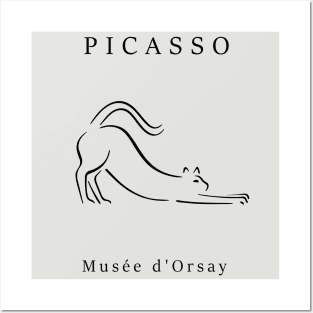 Picasso cat abstract line art Posters and Art